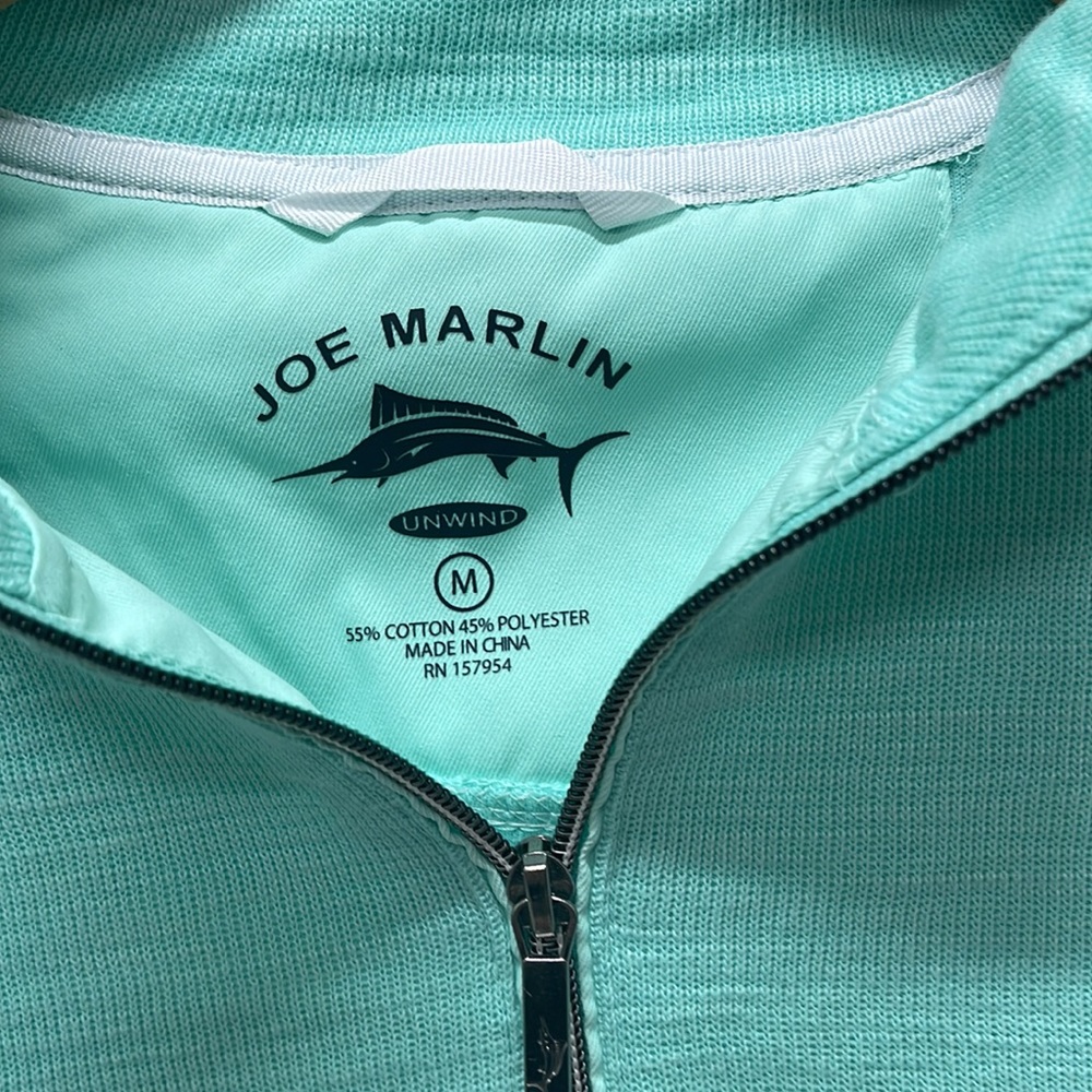 NWT Joe Marlin Aqua Blue quarter Zip Sweatshirt - Picture 2 of 5